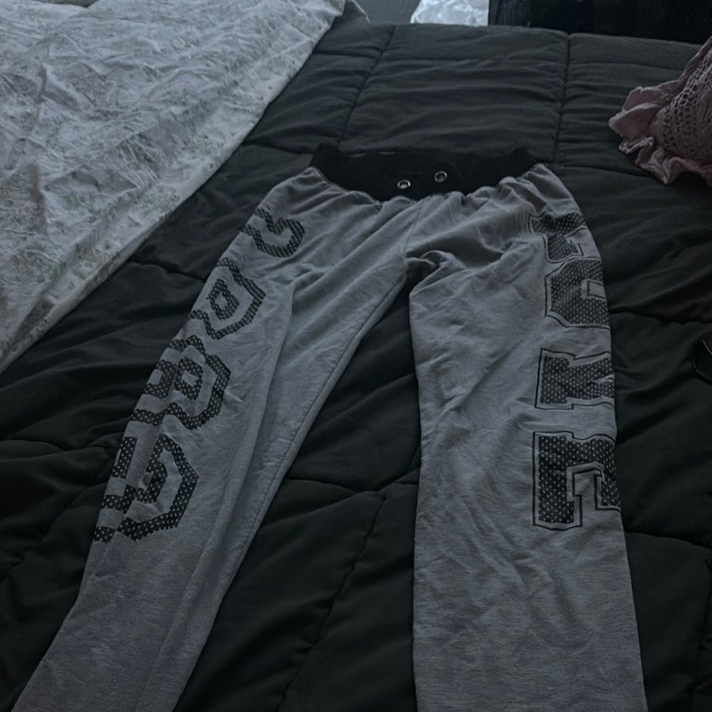Love brand-Gray Sweatpants with Black Accents